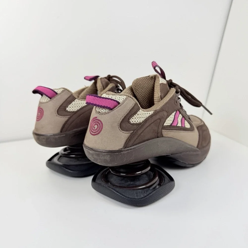 Z-Coil Brown Suede & Mesh Hiking/Walking Shoe W/Heel Spring Shock Absorbing Sz 8